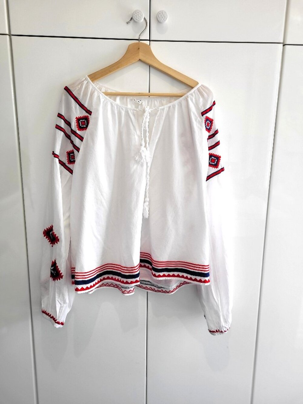 Tularosa 100% Cotton White Embroidered Boho Top Size XL